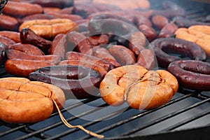 Grilled sausages outdoors