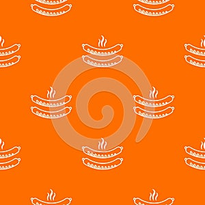 Grilled sausages pattern vector orange