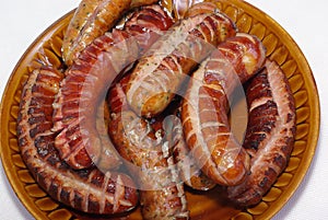 Grilled sausages on a plate