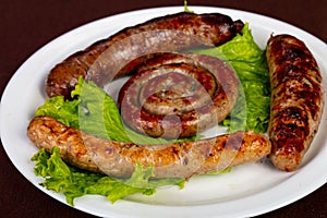 Grilled sausages plate