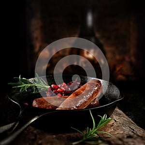 Grilled Sausages, Pomegranites and Onions 2