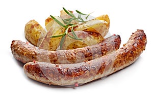 Grilled sausages and potatoes
