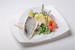Grilled sea bass fish