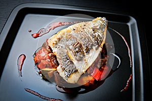 Grilled sea bream fillet