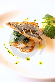 Grilled sea bream with swiss chard photo