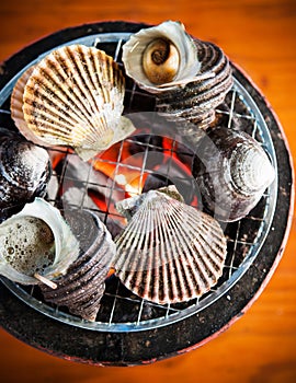 Grilled Sea Shells, Ehime, Hiroshima, Japan photo