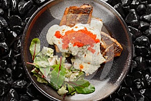 Grilled seabass with caviar