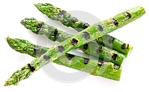 Grilled shoots of asparagus.