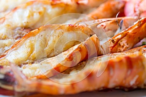 Grilled shrimp on plate