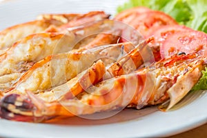 Grilled shrimp on plate