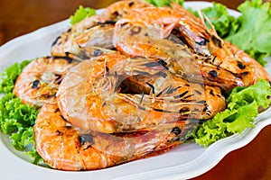 Grilled Shrimp in a plate .