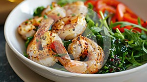 Grilled Shrimp Salad with Fresh Greens and Herbs