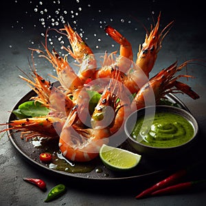 Grilled shrimp with seafood sauce 01