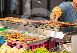 Grilled skewered milk pork