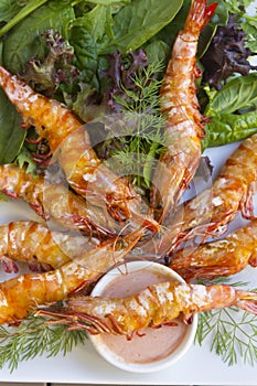 Grilled Skewered Shrimps