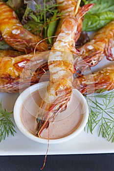 Grilled Skewered Shrimps