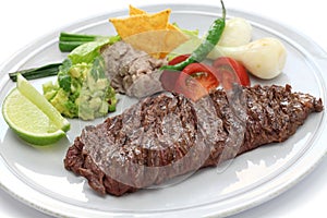 Grilled skirt steak, mexican cuisine