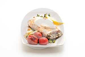 grilled snapper fish steak with vegetable