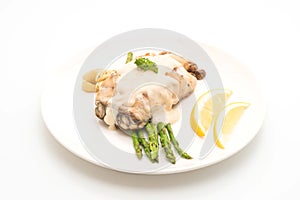 grilled snapper fish steak with vegetable