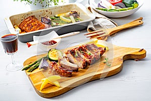 Grilled Sparerib with various vegetables