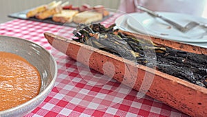 Grilled spring onions, calsots, Catalan recipe photo