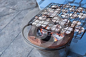 Grilled squid dried burn heat stove