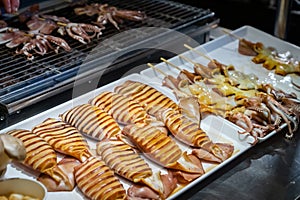 Grilled squid at night market