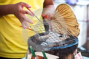 Grilled squid at Tai Fishing Village, Hong Kong