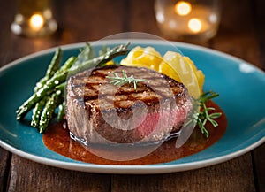 Grilled Steak with Asparagus and Mashed Potatoes