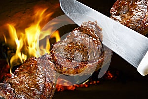 Grilled steak barbecue