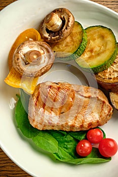 Grilled steak with champignons