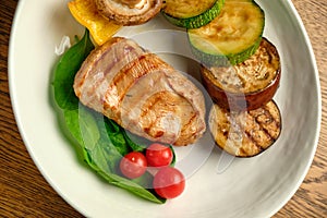 Grilled steak with champignons