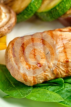 Grilled steak with champignons