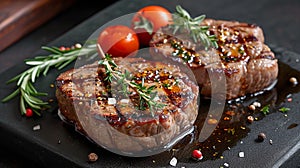 Grilled steak closeup