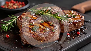 Grilled steak closeup
