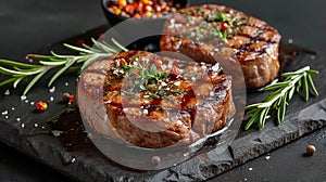 Grilled steak closeup