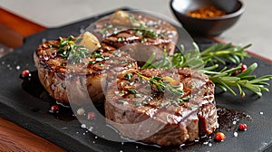 Grilled steak closeup