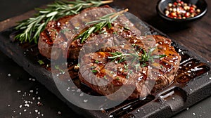 Grilled steak closeup