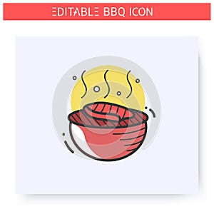 Grilled steak color icon. Editable illustration