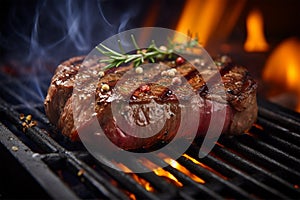 Grilled steak meat cooking juicy tasty dinner menu generated by AI