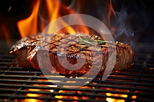 Grilled steak meat cooking juicy tasty dinner menu generated by AI