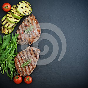 Grilled steak with rukkola