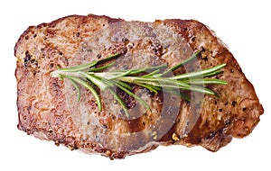 Grilled steak on white background