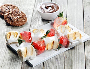 Grilled Strawberry and Marshmallow on Stick