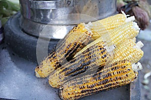 Grilled sweet corn in Chat Market, India