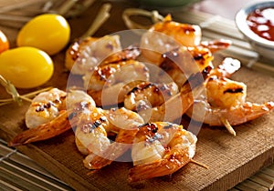 Grilled Sweet and Spicy Shrimp Skewers