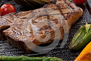 Grilled T-Bone Steak and Vegetables