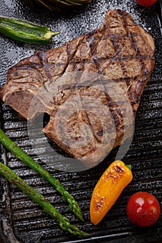Grilled T-Bone Steak and Vegetables
