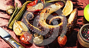 Closeup octopus tentacles