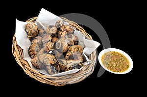 Grilled Thai Escargot Shells with seafood dipping sauce